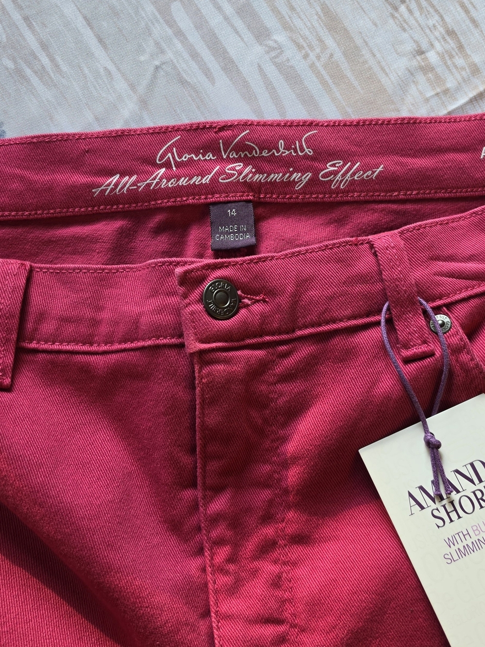 Gloria Vanderbilt Amanda Slimming Effect Shorts - Fuchsia Pink